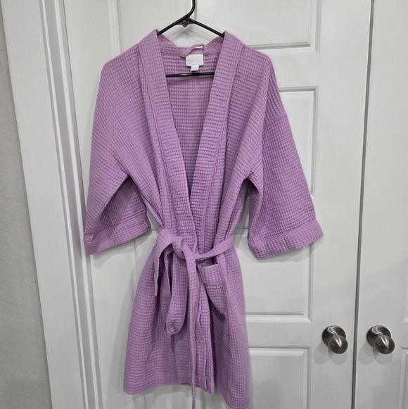 SPA BY CHARTER CLUB WOMEN'S LAVENDER WAFFLE SHORT ROBE SIZE LARGE - Picture 2 of 7